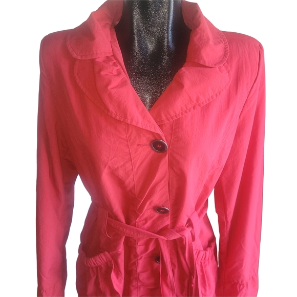 Nuage Red Mid-Length Belted Trench Coat L - Picture 2 of 7